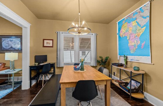 cairo st bungalow dining room work space map decor