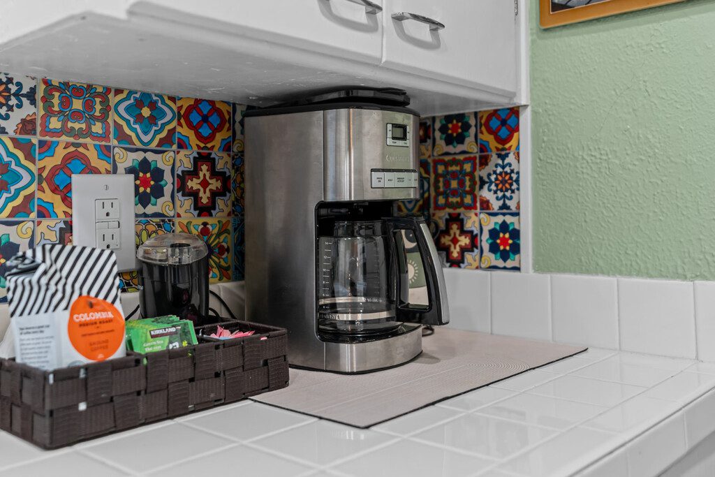 cairo st bungalow kitchen coffee station tiled backsplash